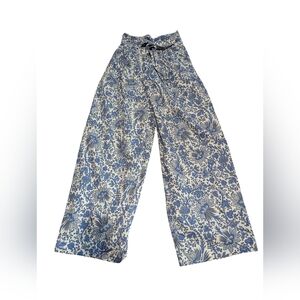 Vintage British Khaki,Floral Wide-Leg Pants,Size 4